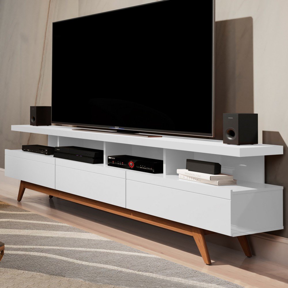 Rack para TV Até 70 Polegadas Vivare Wood 3 Gavetas Branco - Giga ...