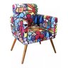 Poltronas Decorativas Estampadas Romero Brito Tecido Suede Sofá Cadeira Sala Jantar - 1