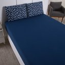 Ver imagem 2 de Jogo de Cama Lençol Solteiro Poá 100% Algodão Azul Marinho Estampado Bolinha Toque Macio 2 Peças