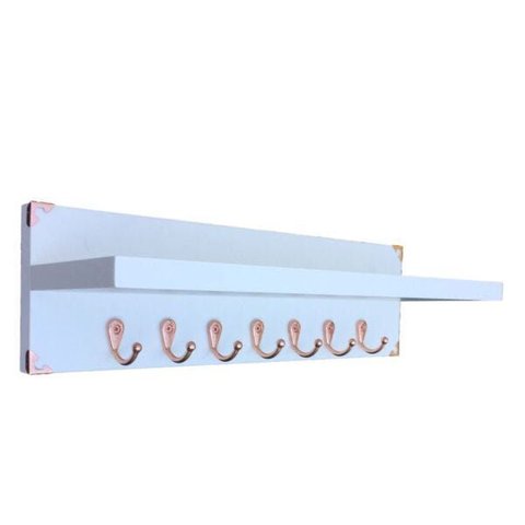 Porta Chaves com Prateleira Branco Rose Gold