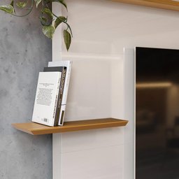 Estante Home Para TV 70 Polegadas 210cm Istambul Lukaliam Off White Perolizado/Freijo - 3