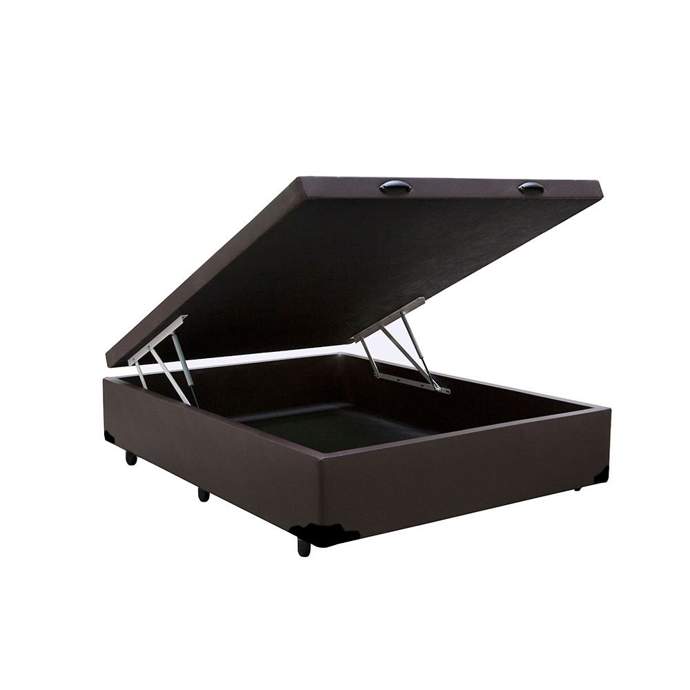 Base Box Baú Casal em Suede Marrom com Pistão a Gás -138x188