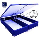 Ver imagem 1 de Cama Box Casal com Baú Pistão a Gás Azul Bipartido
