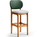 Ver imagem 3 de Kit 5 Banquetas Alta Bar Cozinha Sala Jantar Betta L02 Imbuia Facto Verde Linho Cinza - Lyam Decor