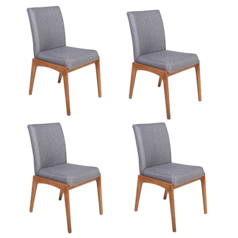 Conjunto 4 Cadeiras de Jantar Estofadas Sara Cinza Escuro