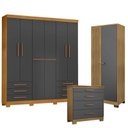 Ver imagem 1 de Guarda Roupa Casal Londres com Cômoda 4 Gavetas New e Armário Multiuso Versatile Carvalho