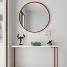 Espelho Redondo de Parede Estilo Minimalista 50 Cm - Moema - Rosê Gold - 4