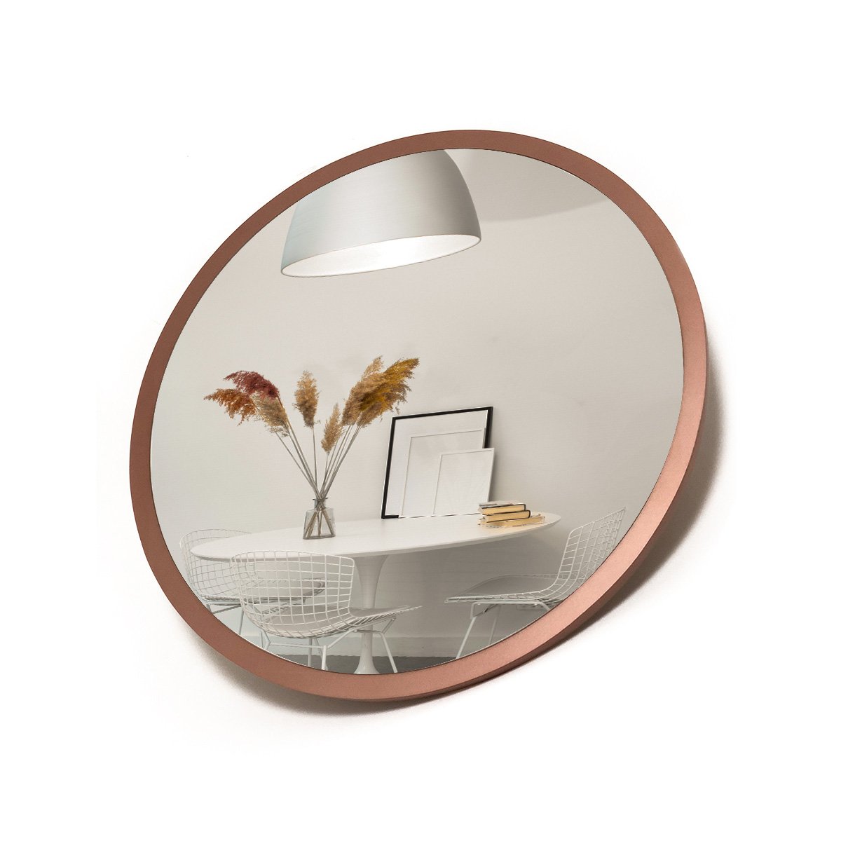 Espelho Redondo de Parede Estilo Minimalista 50 Cm - Moema - Rosê Gold - 6