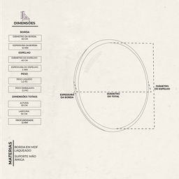 Espelho Redondo de Parede Estilo Minimalista 50 Cm - Moema - Rosê Gold - 8