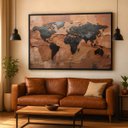 Ver imagem 1 de Quadro Mapa Mundi Terracota e Grafite Metálico 153x103 Cm