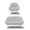 Ver imagem 1 de Kit 01 Namoradeira E 01 Poltrona Suede Natural Cinza