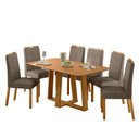 Ver imagem 1 de Conjunto Sala de Jantar Mesa Rubi 160x90 sem Vidro 6 Cadeiras Anitta Ype/suede Marrom