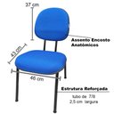 Ver imagem 4 de Cadeira Executiva Fixa Pé Palito Reforçada Para Escritório Recepção Igreja Tecido Azul