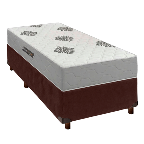 Cama Box e Colchão Solteiro D28 Confort Premium Inovaflex - Marrom