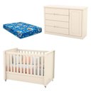 Ver imagem 1 de Berço Americano Cômoda Infantil Tutto New Off White e Colchão - Matic