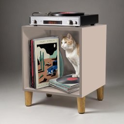 Móvel Nicho Cubo Porta Vinil Lp Disco - Organizador 55cm:nude - 1