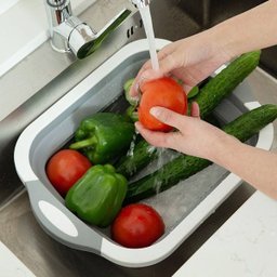 3 em 1 - Cesto Escorredor e Tábua Corte para Verduras Legumes - 3