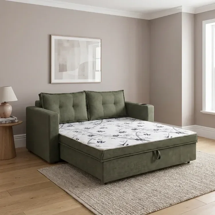 Sofá-Cama 2 Lugares com Porta Copo e USB Lua