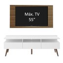 Ver imagem 4 de Rack Madesa Londres e Painel para Tv até 55 Polegadas - Branco/rustic