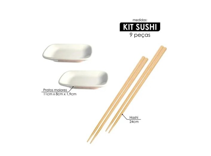 Conjunto Para Sushi Com 2 Pares De Hashi Palito + Enrolador E Acessorios 9 Pecas - 2