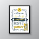 Ver imagem 1 de Quadro Cozinha Pequena Amarelo e azul 24x18cm - com Vidro:madeira Branca