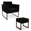 Ver imagem 2 de Poltrona Sala e Puff Decorativo Industrial Elisa Suede Preto D03 - D’Rossi