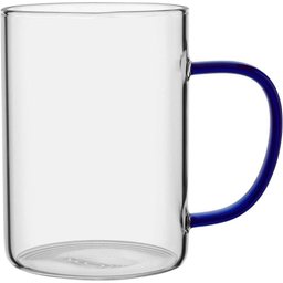 Caneca Alça Azul Borossilicato 450ml 12x8x8cm Transparente - 1