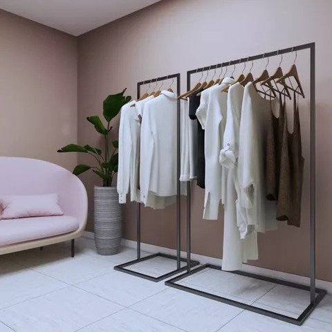 Combo Cabides para Passar Roupas Mais Fácil Armários Chão Technox Preto