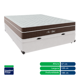 Cama + Box Baú Viúva Branca Colchão New Aspen Molas Ensacadas Comfort Prime 128x188 - 4