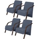 Ver imagem 1 de Kit 4 Poltronas Decorativas 1 Lugar Vênus Braço Pé Madeira D Salla Suede Azul Bic