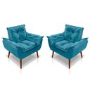 Ver imagem 1 de Kit 02 Poltrona Opala Decorativa Suede Azul Claro