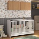 Ver imagem 2 de Berço 3 em 1 com Colchão e Armário Aéreo 4 Portas Multimóveis Mp4149 Branco/rustic