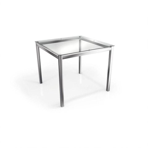 Mesa Reno Cromada com Tampo de Vidro Incolor 90cm