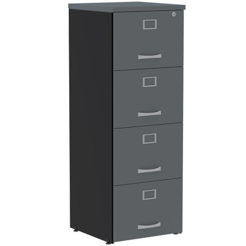 Armário de Arquivo Oficio PE25 Pandin 45,70 cm (largura)  em MDP Cor Preto e Grafito com 4 Gavetas