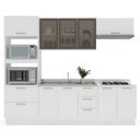 Ver imagem 2 de Cozinha Amara 270x224,5cm Armários Aéreos Porta Vidro Torre Quente Balcões Rodapé Branco 250784