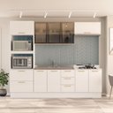 Ver imagem 1 de Cozinha Amara 270x224,5cm Armários Aéreos Porta Vidro Torre Quente Balcões Rodapé Branco 250784