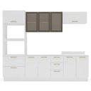 Ver imagem 3 de Cozinha Amara 270x224,5cm Armários Aéreos Porta Vidro Torre Quente Balcões Rodapé Branco 250784