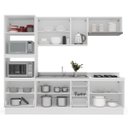 Ver imagem 4 de Cozinha Amara 270x224,5cm Armários Aéreos Porta Vidro Torre Quente Balcões Rodapé Branco 250784