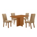 Ver imagem 1 de Mesa de Jantar Olimpia 120cm Tampo MDF Canto Copo Laminado com 4 Cadeiras Lira