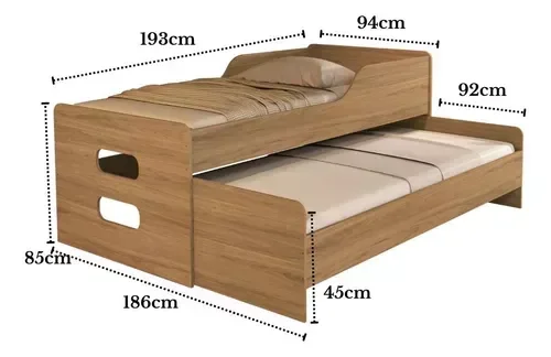 Ver imagem 3 de Bicama Solteiro Reforçada Elis com 2 Colchões D33:amendoa