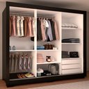 Ver imagem 2 de Guarda-roupa Casal Minnesota 3 Portas 3 Gavetas com Espelho Preto - Panorama Móveis