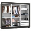 Ver imagem 5 de Guarda-roupa Casal Minnesota 3 Portas 3 Gavetas com Espelho Preto - Panorama Móveis