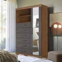 Ver imagem 6 de Guarda Roupa Casal Master New 8 Portas de Bater 4 Gavetas MDP Cômoda Marabá 1 Porta 6 Gavetas