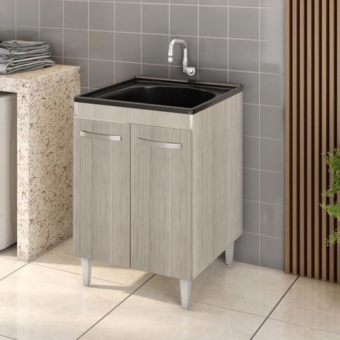 Balcão Gabinete Tanque com Cuba 0,60x0,60 Vectra Hr Móveis:elmo-elmo