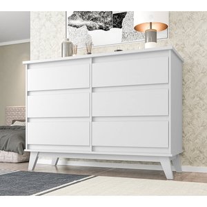 Cômoda Para Quarto Londres Com 6 Gavetas - Branca