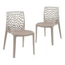 Ver imagem 1 de Kit 2 Cadeiras Gruvyer Empilhável Polipropileno para Sala, Cozinha e Área Externa - Nude