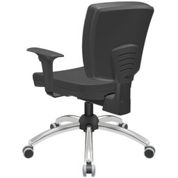 Cadeira de Escritório Executiva Office Base Giratória Cromada Baixa Flexi P03 Vinil Preto - Lyam Lya - 6