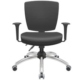 Cadeira de Escritório Executiva Office Base Giratória Cromada Baixa Flexi P03 Vinil Preto - Lyam Lya - 3