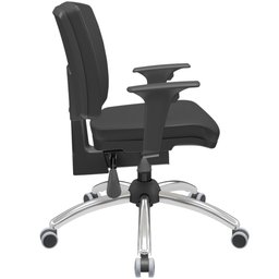 Cadeira de Escritório Executiva Office Base Giratória Cromada Baixa Flexi P03 Vinil Preto - Lyam Lya - 5