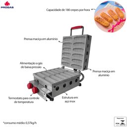 Máquina Crepe Suíço a Gás 12 Cavidades Industrial Crepeira - 2